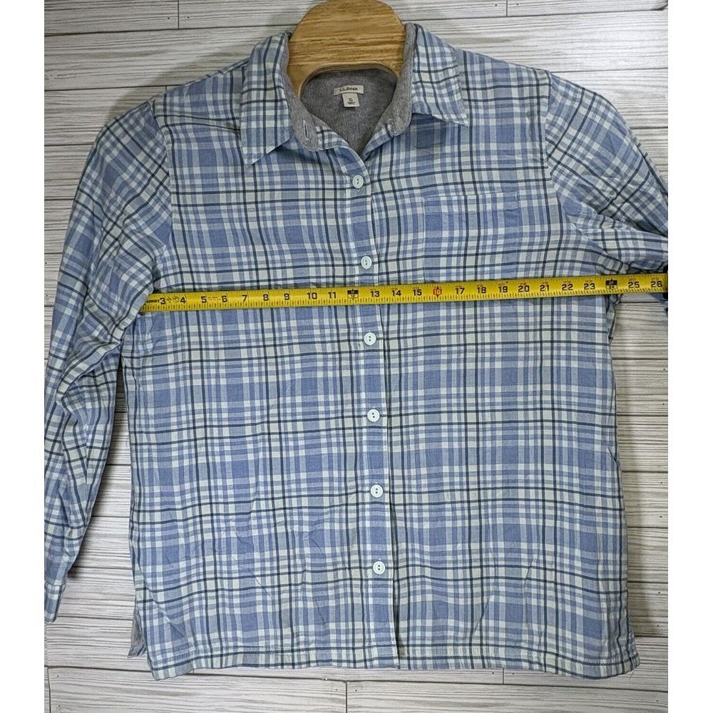 L.L. Bean Women's Button Down Shacket Sz XL Blue Plaid Fleece Lined Cotton - Picture 8 of 10
